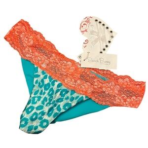 Beach Bunny Turquoise Cheetah Bikini Bottom nwt
